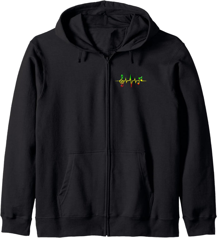 Reggae Herzschlag Puls Frequenz Musik Musiknoten T-shirt Kapuzenjacke