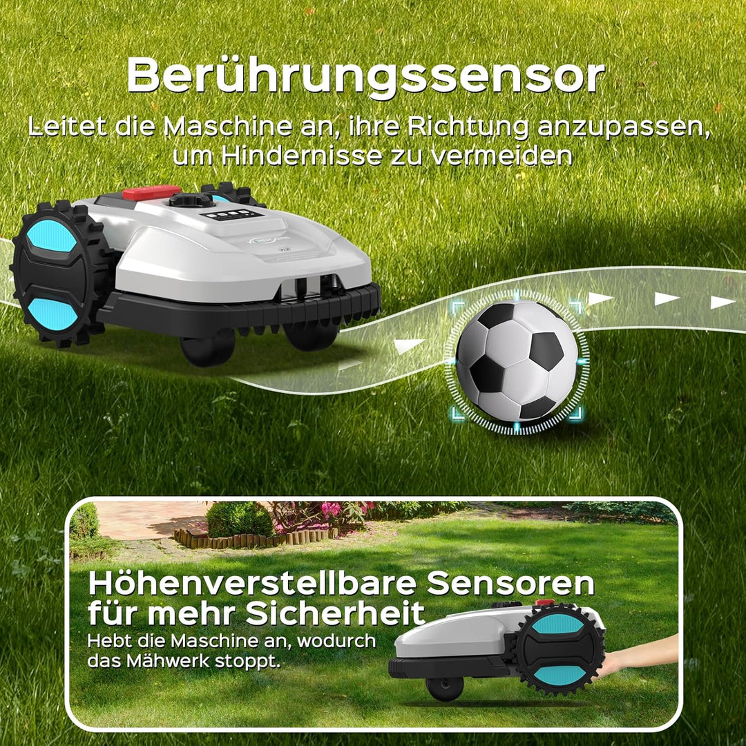 YARDCARE E400 Mähroboter mit App Steuerung, Max. bis zu 400m², 20-60mm Schnitthöhe,Rasenroboter, Reg