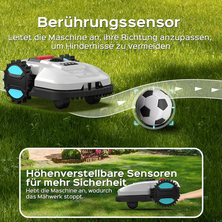 YARDCARE E400 Mähroboter mit App Steuerung, Max. bis zu 400m², 20-60mm Schnitthöhe,Rasenroboter, Reg