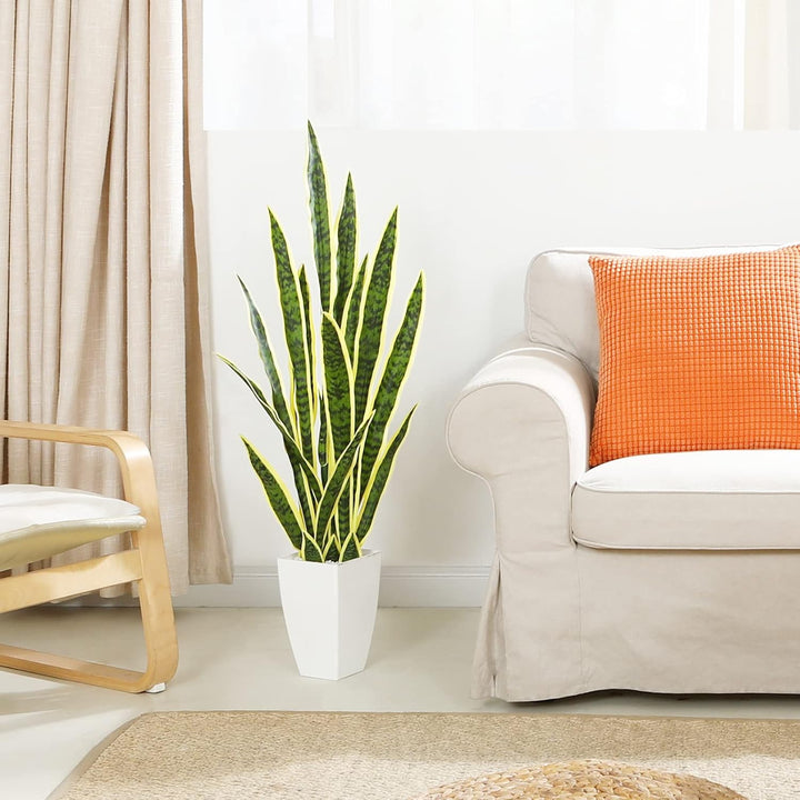 CROSOFMI Kunstpflanze Bogenhanf 110 cm Künstliche Pflanzen Gross Wie Echt Sansevieria Plastikpflanze