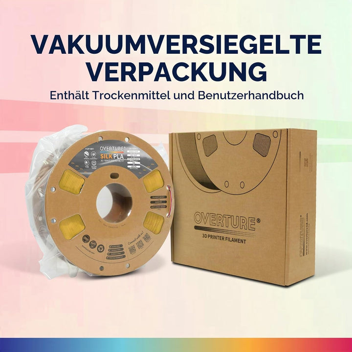 OVERTURE Silk PLA Zweifarbig Filament 1.75mm für 3D Drucker, 1kg Spule (2.2lbs), Massgenauigkeit +/-