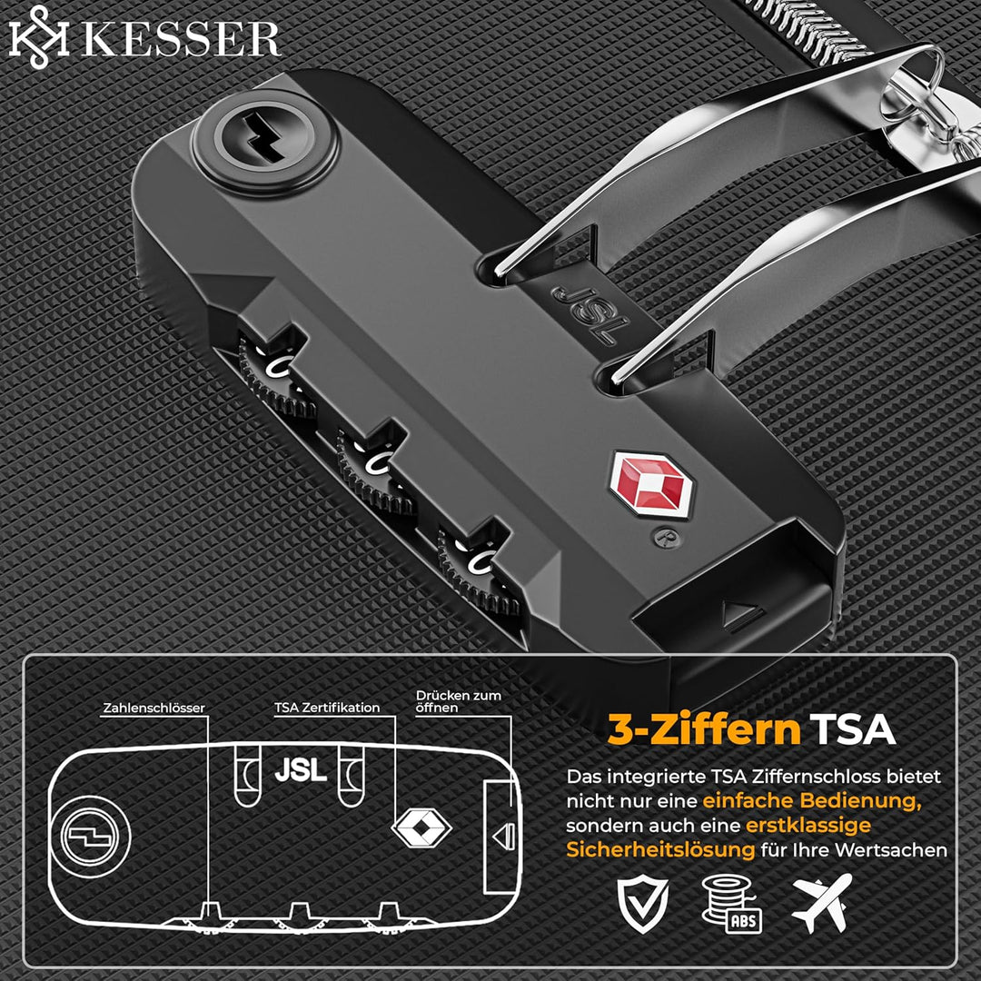 KESSER® Reisekoffer Set 4-teilig | Trolley Kofferset Stoffkoffer mit 3-Ziffern-TSA-Schloss, 360° Rol