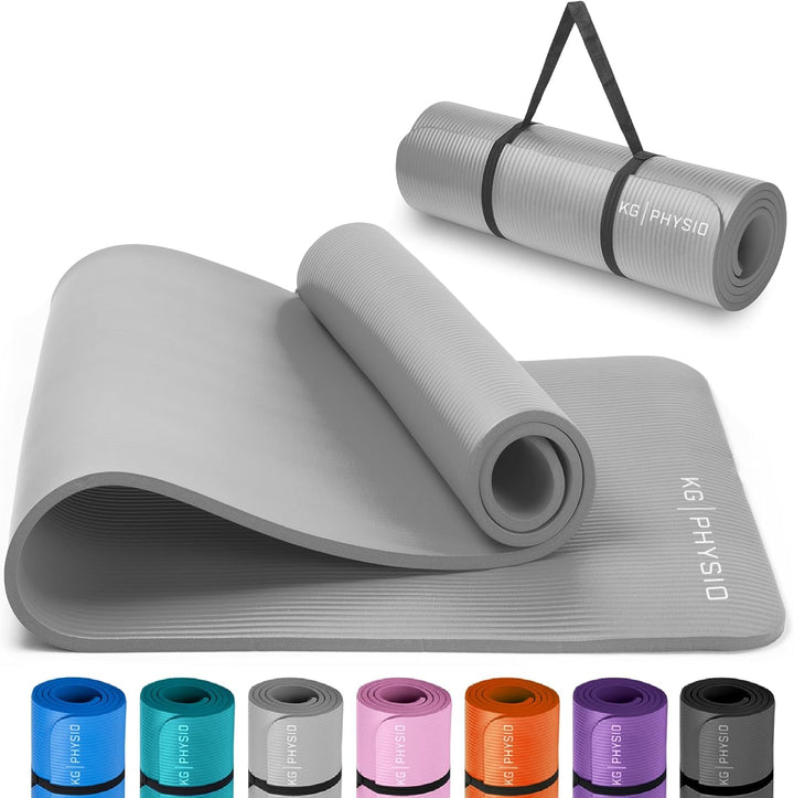 KG Physio Yogamatte Rutschfest und Gepolstert - Yoga Matte mit Tragegurt, Fitnessmatte, Turnmatte, S