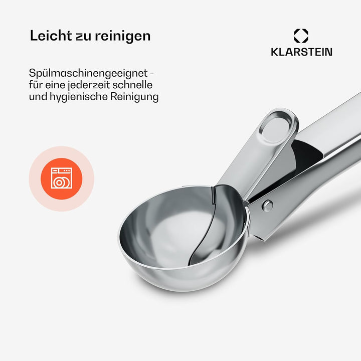 Klarstein FrostFusion Eisportionierer Edelstahl – Ergonomisch, Spülmaschinenfest, Kratzfest, Rostfre
