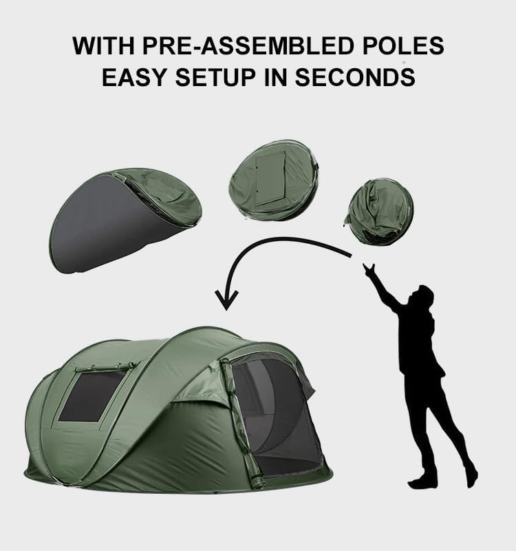 Camping Zelt, Pop Up Zelt 4-5 Personen, Automatisches Aufstellzelt in 3 Sekunden, Wurfzelte Wasserdi