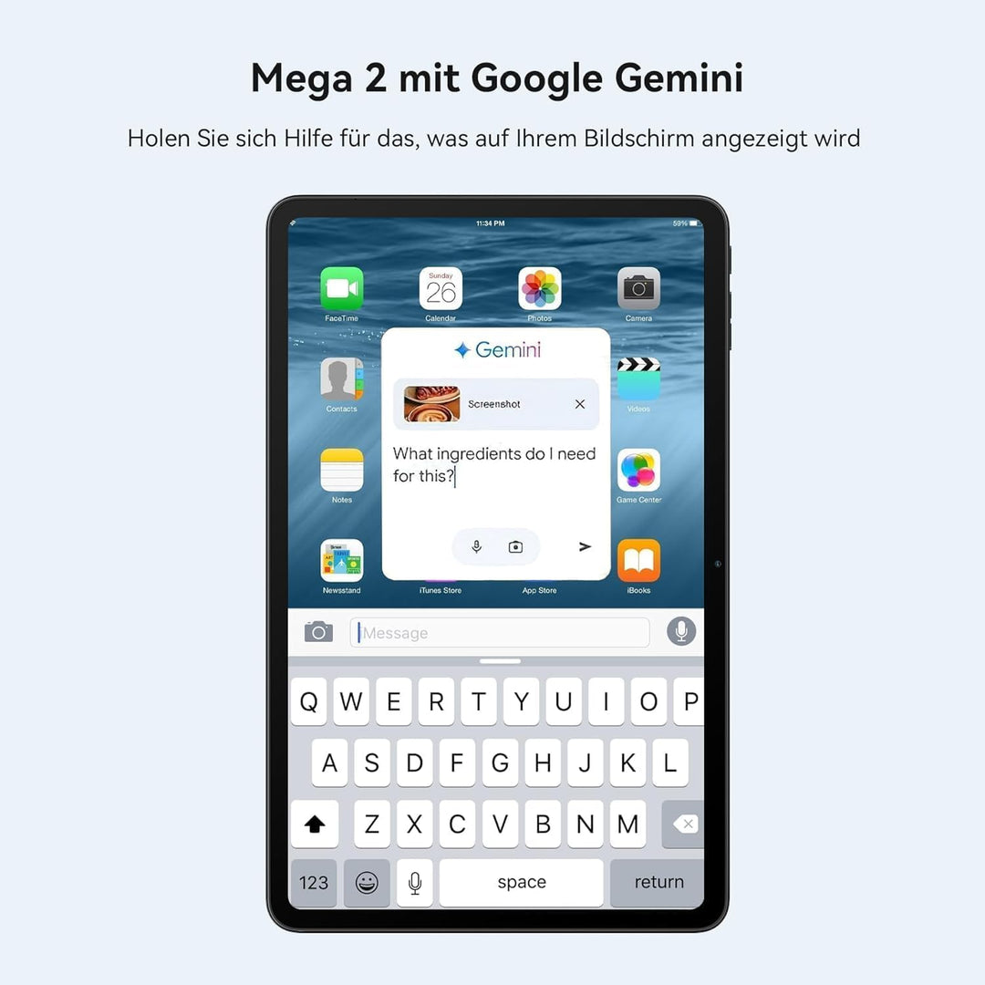 Blackview Mega2 Android 15 Tablet 12 Zoll mit Tastatur, 24GB RAM+256GB ROM, 2K FHD Grosses Display G