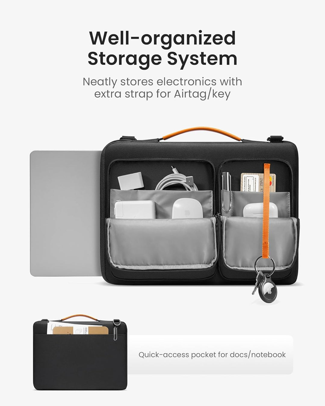 tomtoc Unisex A42-c02d Laptop-Umhängetasche, Schwarz 13 Inch for New MacBook Air & Pro Schwarz, 13 I