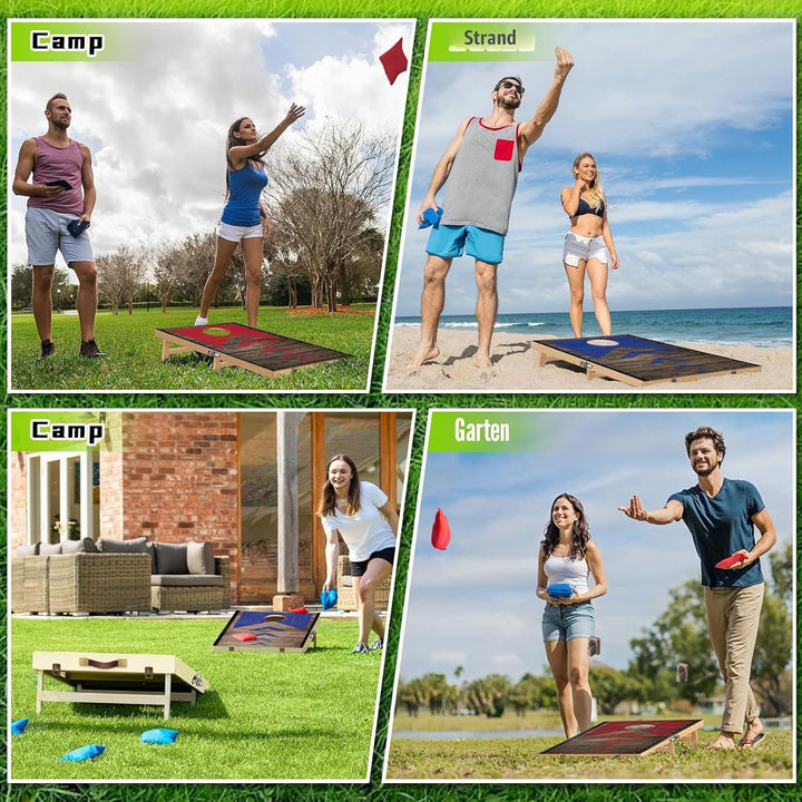 NZQXJXZ 90 x 60 cm Faltbar Cornhole Spiel Outdoor Cornhole Säckchen mit 8 Bohnensäcke & Tragetasche
