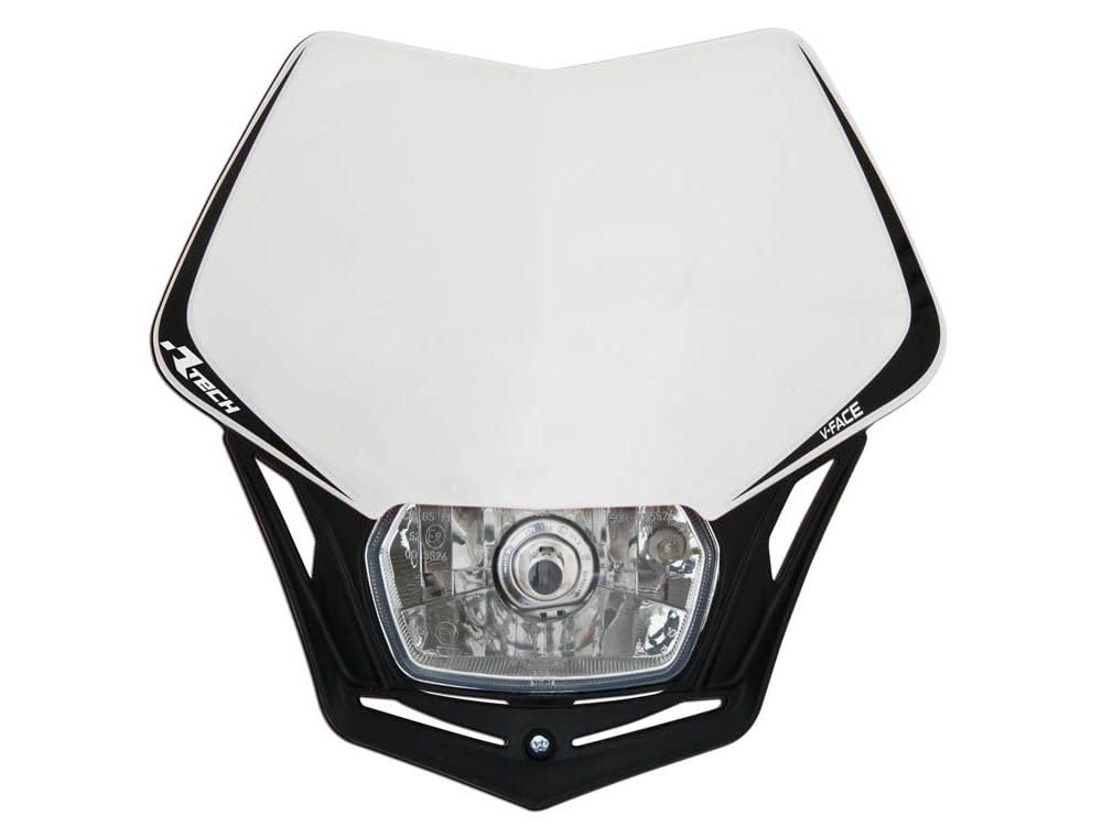 Scheinwerfer Motorrad Lampenmaske V-Face schwarz/weiss universal 35/35W + Standlicht R-MASKBNNR008