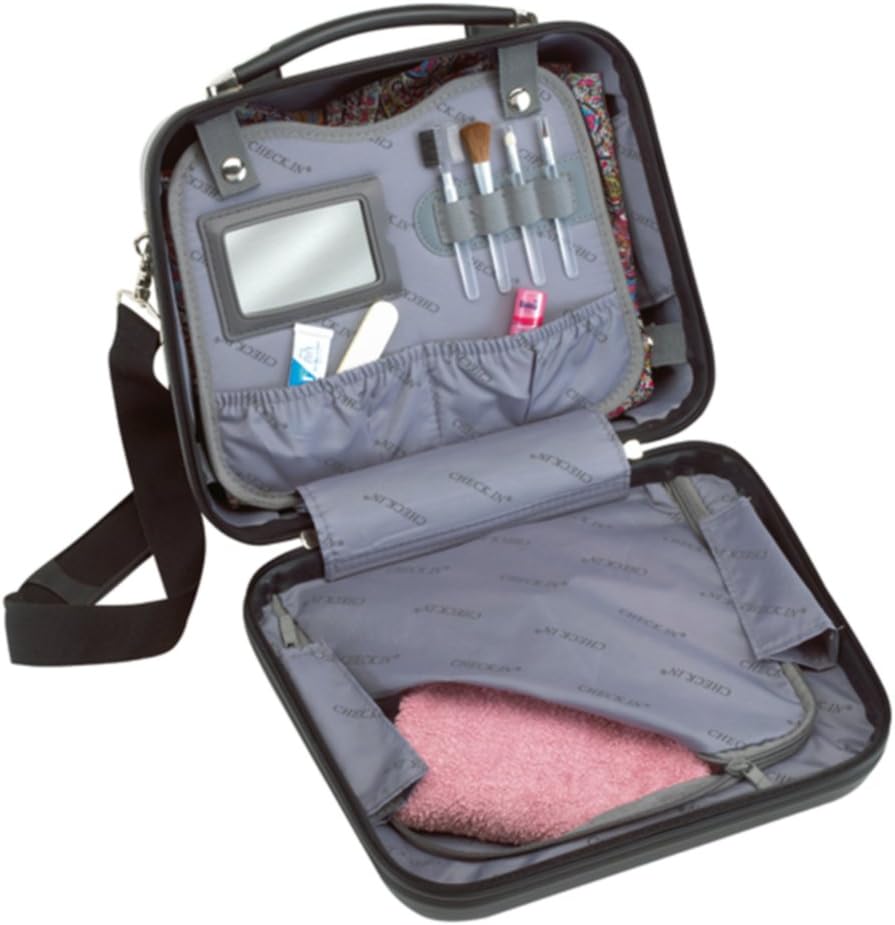 Beauty Case schwarz Carbon mit Boarding size aus Polycarbonat und ABS Materialmix 1300 Gramm aufstec