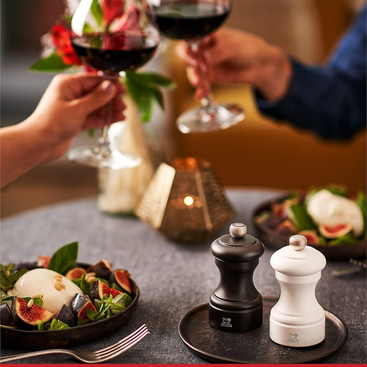 Peugeot Bistro Mühlen-Set Pfeffer/Salz, Klassische Mahlgradeinstellung, Höhe: 10 cm, Holz, Weiss/Sch