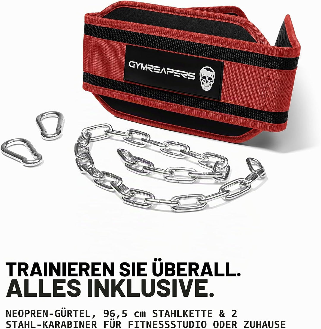Gymreapers Dip-Gürtel mit Kette für Gewichtheben, Klimmzüge, Dips – robuste Stahlkette für zusätzlic