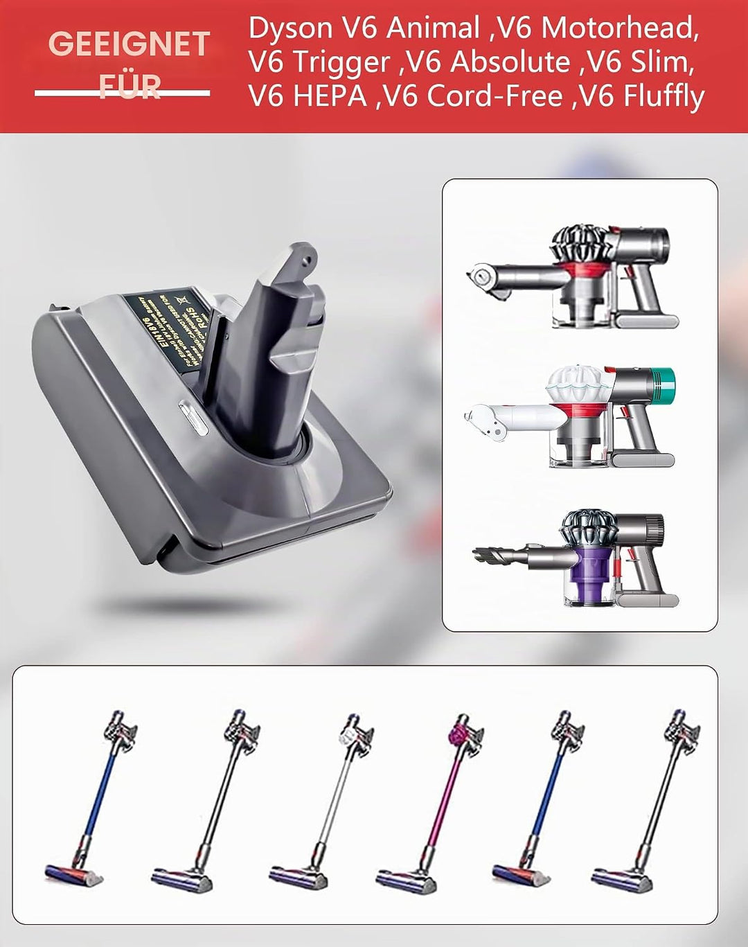 URUN für Dyson V6 Akku Adapter,EIN18V6 Adapter für Einhell 18V Lithium Akku, für Dyson V6 AbsoluteMo