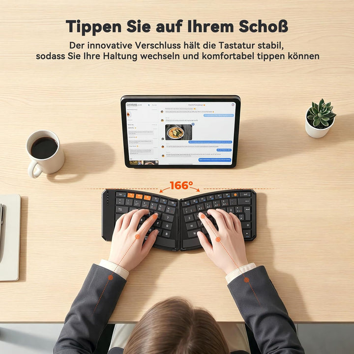 MEETION Ergonomische, Faltbare Tastatur und Maus, tragbare Bluetooth-Tastatur und -Maus für Geschäft