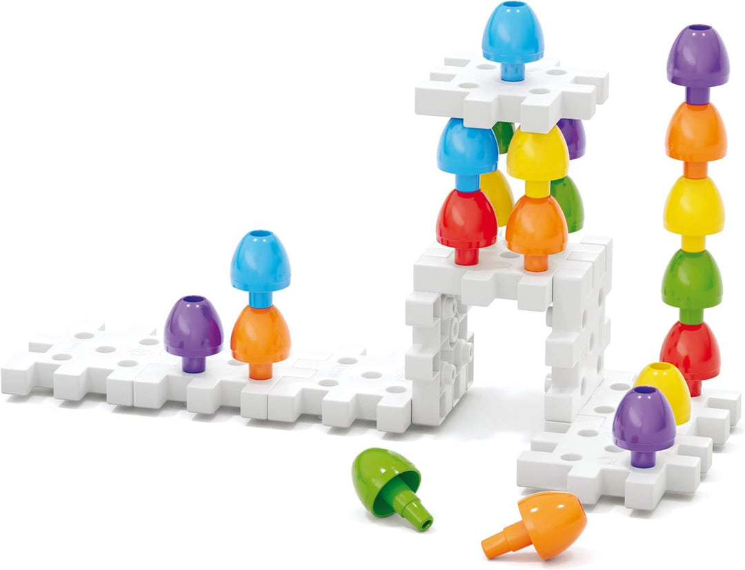 Quercetti Jumbo Peggy Montessori Spielzeug ab 2 Jahre, Mosaik Bastelset, 36 grosse Nägel und 9 Einst