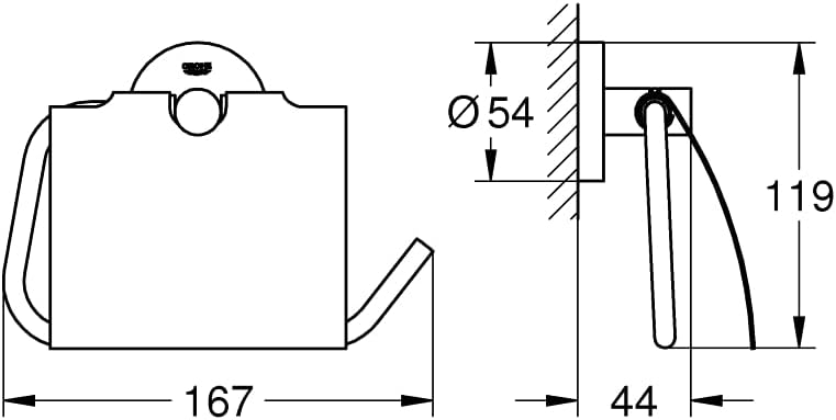 GROHE Essentials - WC-Papierhalter ( kratzfeste Chromoberfläche, einfache Montage, inklusive Abdecku