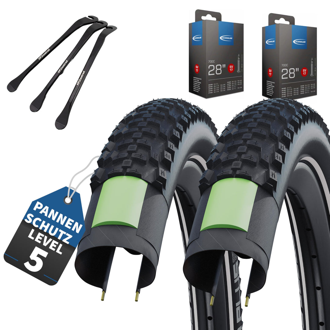 2er Set Schwalbe Fahrradreifen Smart Sam Plus 28 Zoll x 1.60 Zoll (42-622) + auswählbar mit Schläuch