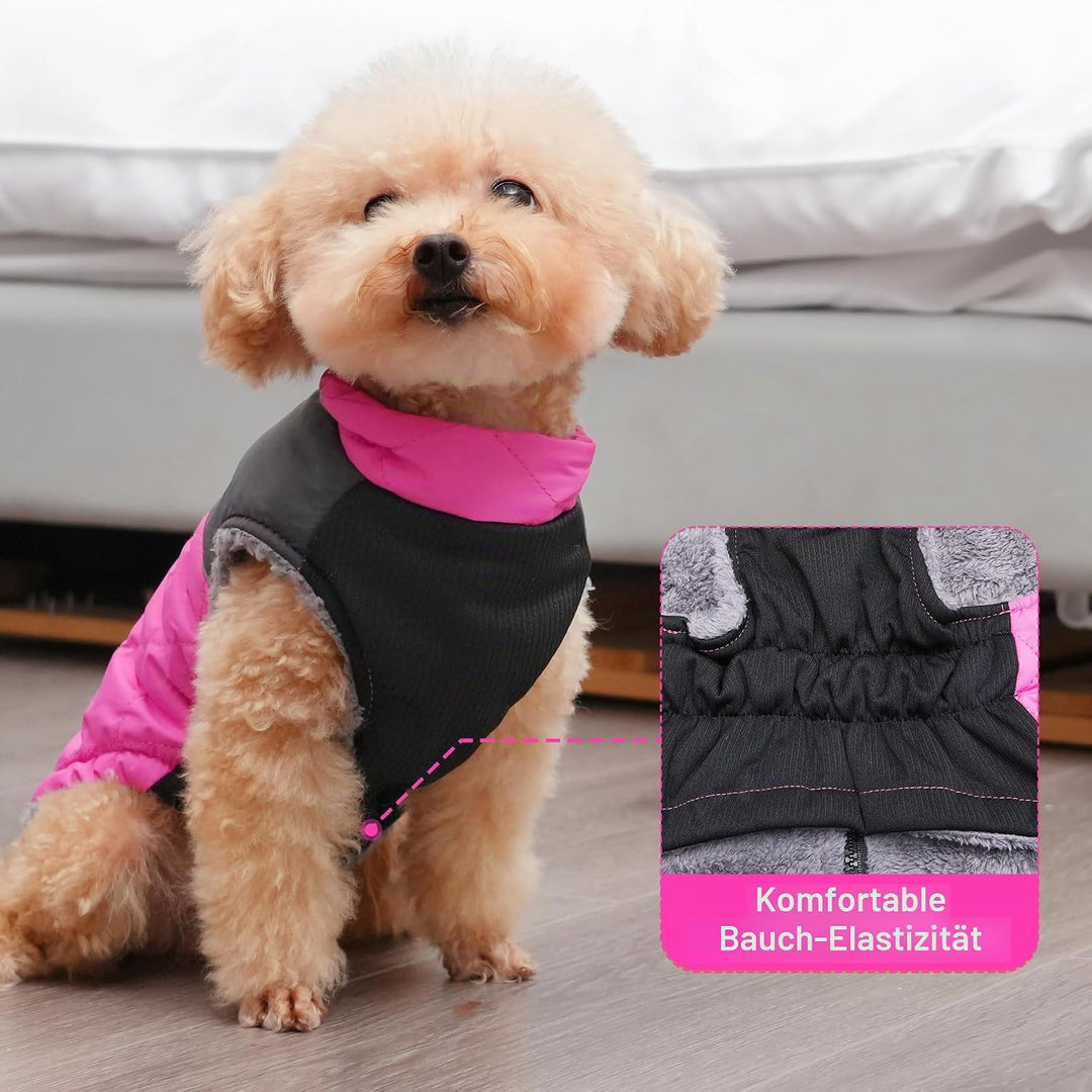 JoyDaog Warme Fleece Hundemäntel für grosse Hunde, D-Ringe wasserdichte Hundejacke für kalten Winter