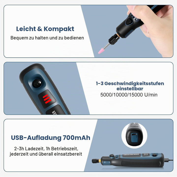 Elektrische Gravierstift, 96pcs Multifunktionaler Gravierwerkzeugsatz, Tragbare Drahtlose Gravurwerk