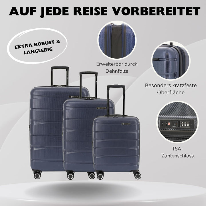 Franky 4-Rad Koffer, Trolley aus ABS Material, funktionaler Hartschalen Koffer, Reisegepäck mit TSA