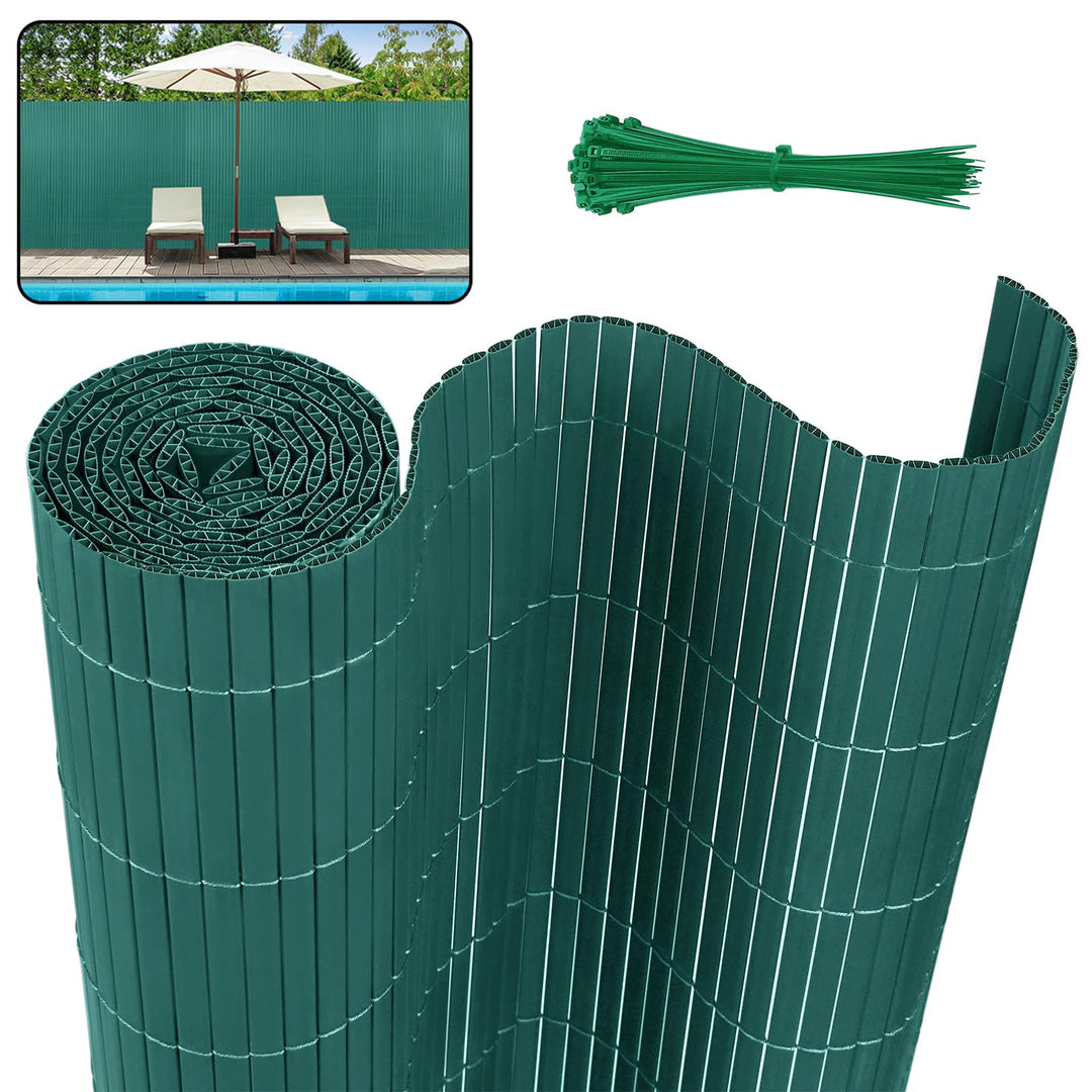 YUENFONG 90x1000cm Sichtschutzmatte PVC Sichtschutzzaun Windschutz Gartensichtschutz mit Kabelbinder