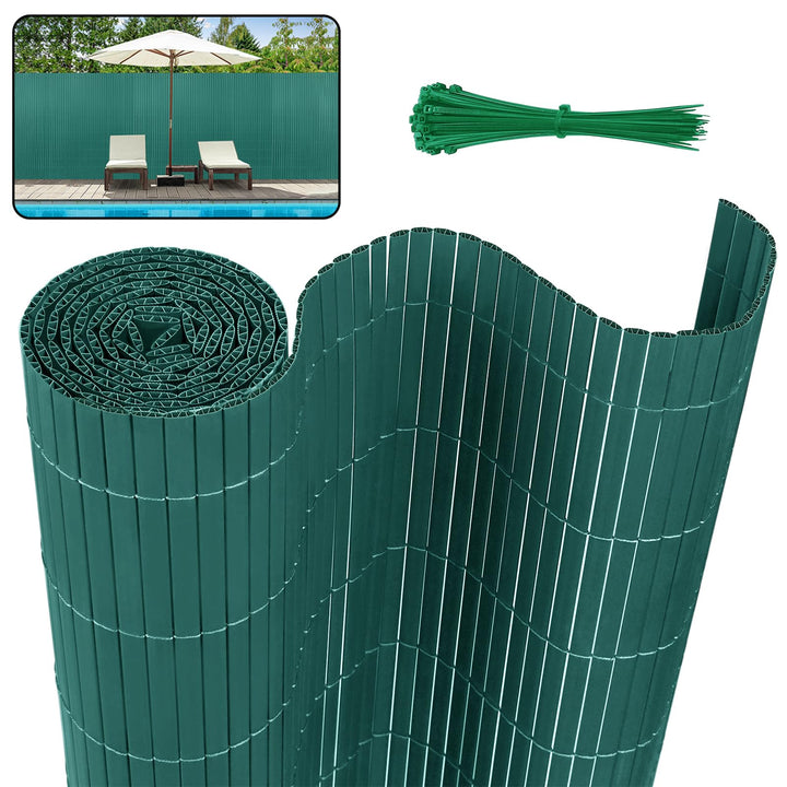 YUENFONG 90x1000cm Sichtschutzmatte PVC Sichtschutzzaun Windschutz Gartensichtschutz mit Kabelbinder