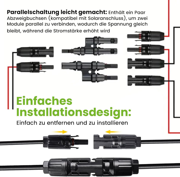 Offgridtec© Solar Connection Kit 3 4mm² - 10m Solarkabel + MC4 Steckverbindungen + Batterieverbindun