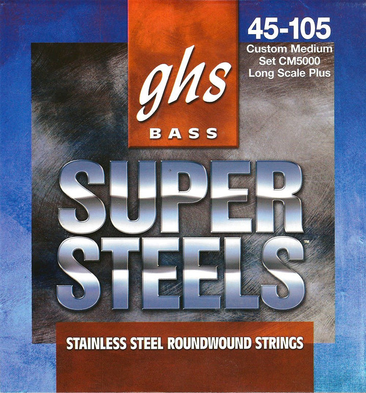 GHS Super Steels - CM5000 - Bass String Set, 4-String, Custom Medium Light, .045-.105