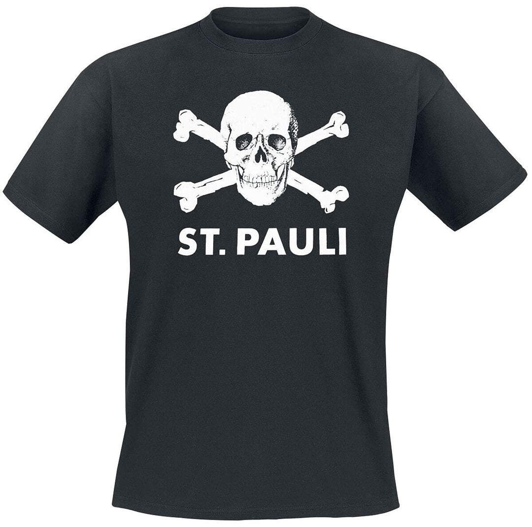 FC St. Pauli Totenkopf Männer T-Shirt schwarz Fan-Merch, Fussball, Totenköpfe 3XL Schwarz, 3XL Schwa