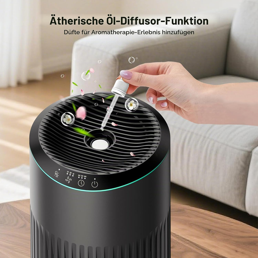 Luftreiniger für Schlafzimmer Zuhause, Luftreiniger Allergiker für Schlafzimmer Büro Raucherzimmer,