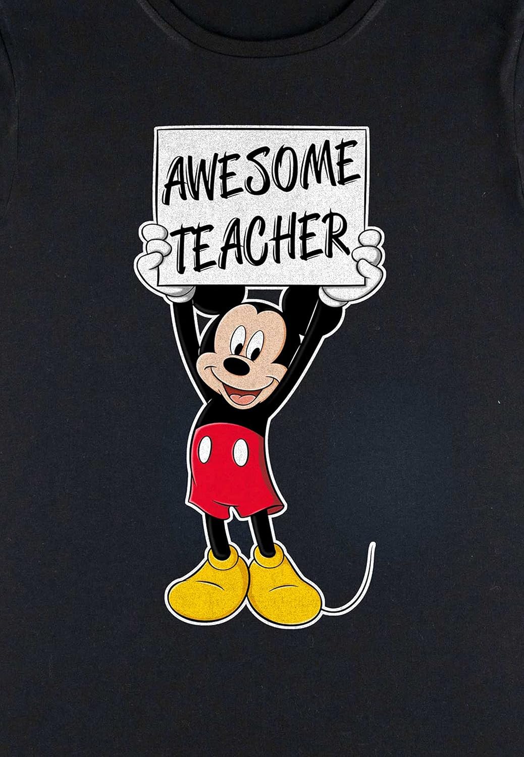 Disney Damen Classic-Mickey Awesome Teacher Women's Organic Rolled Sleeve T-Shirt XL Schwarz, XL Sch