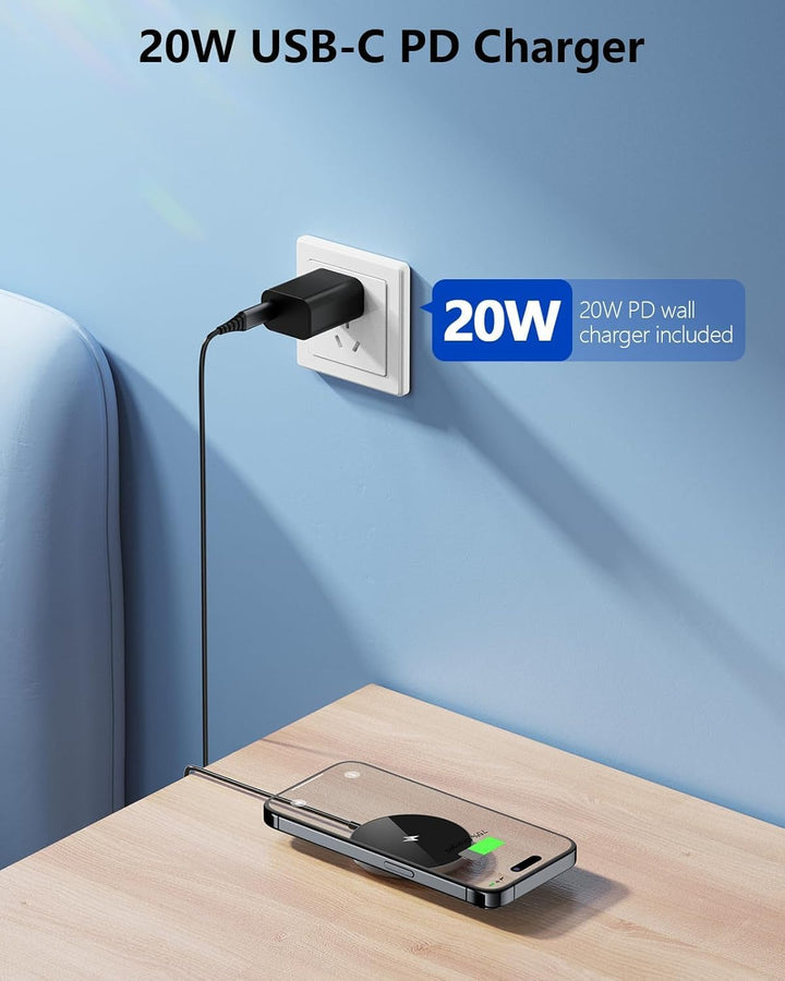 NANAMI MagSafe Ladegerät für iPhone mit 20W USB-C Adapter, Magnetisches Wireless Charger Induktive K