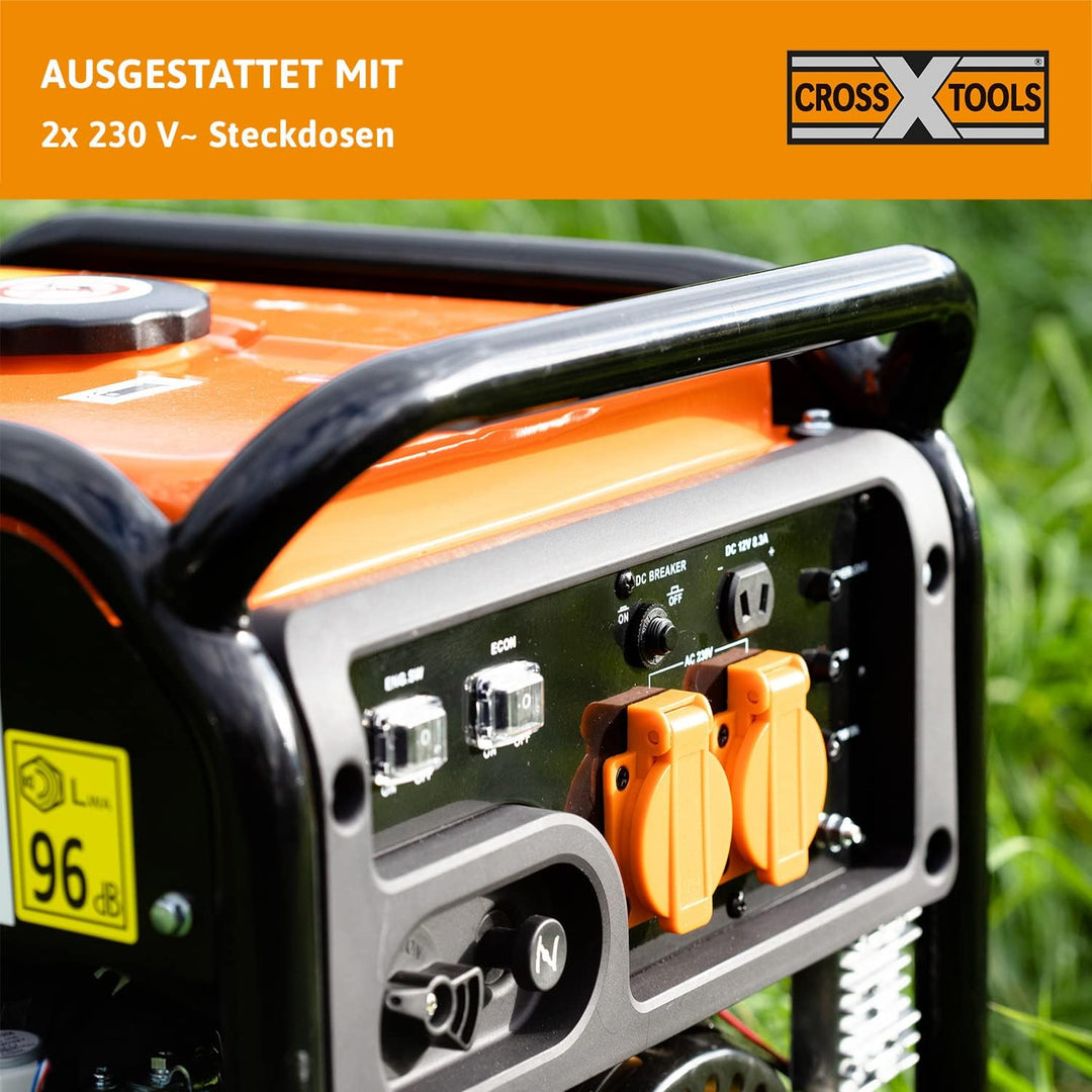 CROSS TOOLS Benzin Inverter Stromerzeuger - Stromaggregat - Generator (3.500W max. Leistung, 2x 230V