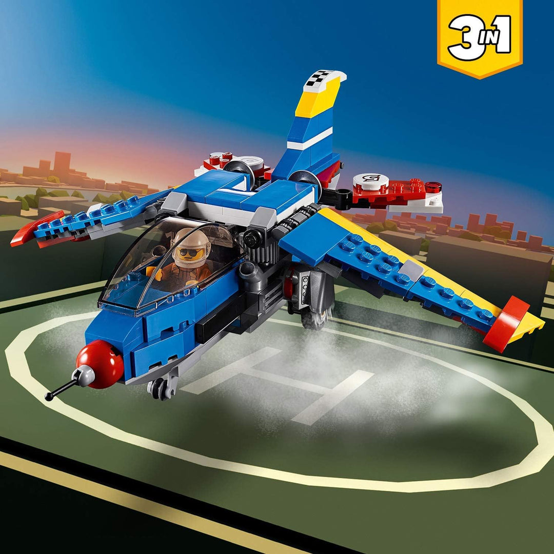LEGO 31094 Creator Rennflugzeug, Hubschrauber oder Düsenjäger, 3-in-1 Bauset, Flugzeugsspielset mit