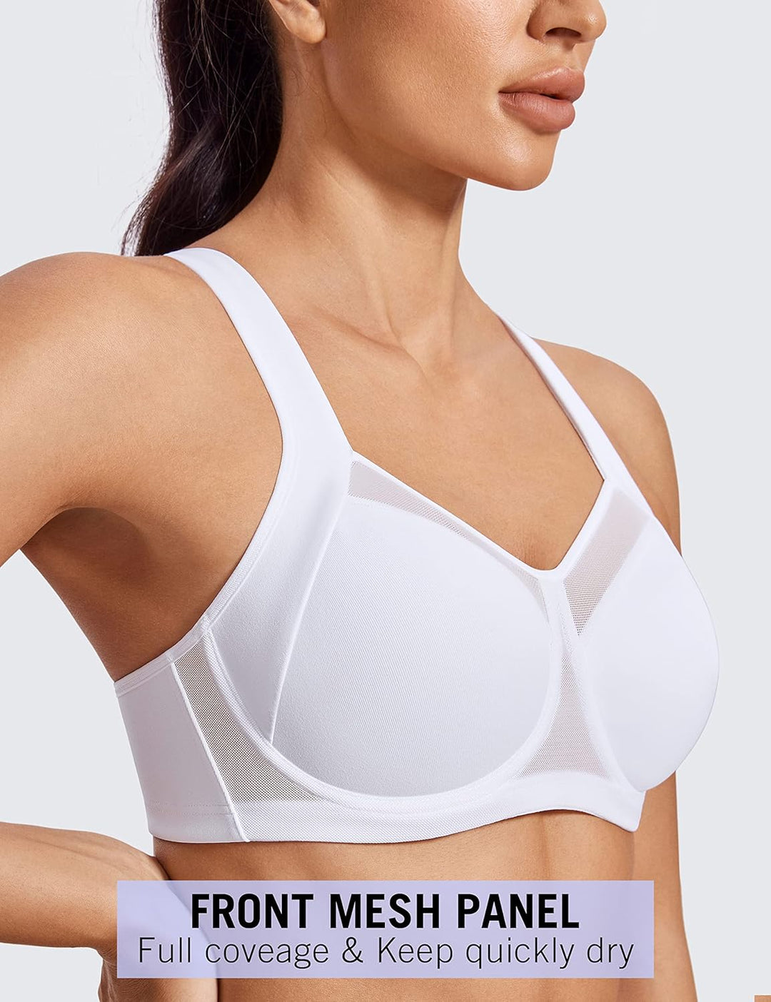 SYROKAN Damen Doppellagiger Sport BH - ohne Bügel,gepolsterte Cups,Ringerrücken 70B Weiss, 70B Weiss