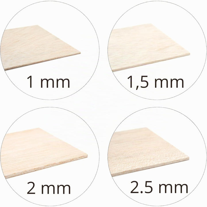Materia Prima Balsaholz für Bastel- und Kunstprojekte. Leichtes Holzbrett für den Modell- und Flugze