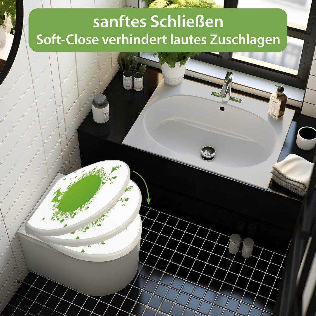 banjado Toilettendeckel mit Absenkautomatik 44,5x37cm - Soft Close Toilettensitz - WC Sitz mit Absen