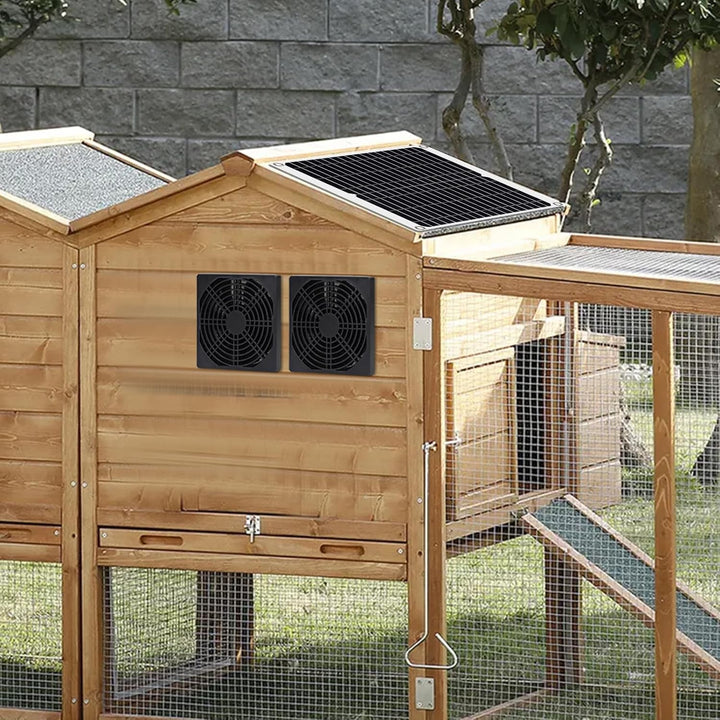 MUALROS Solar Ventilator, 15W Solarpanel Ventilator mit DC Doppelventilator für kleine Hühnerställe,