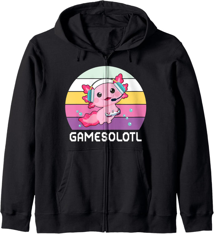 Axolotl Gamesolotl Axolotl Netter Kawaii Axolotl Anime-Spieler Kapuzenjacke