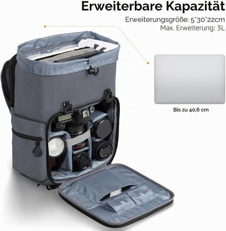 K&amp;F CONCEPT Kameratasche für Fotografen, Reisetasche für Stativ, Kameraobjektiv, Zubehör mit Laptopf