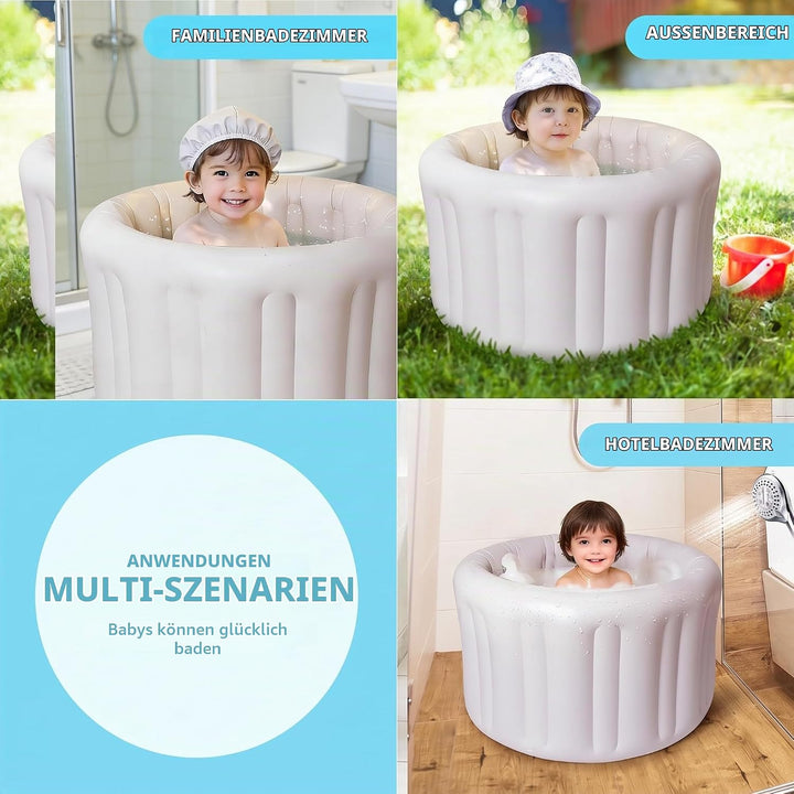 Aufblasbare Babybadewanne XL - Tragbare Kleinkindwanne für Dusche, reisefreundlich, leicht zu entlee