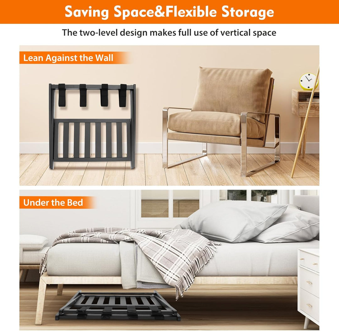 TuliperMood Kofferständer, Kofferständer klappbar, Gepäckträger Reisekoffer Schuhablage Halter Bambu