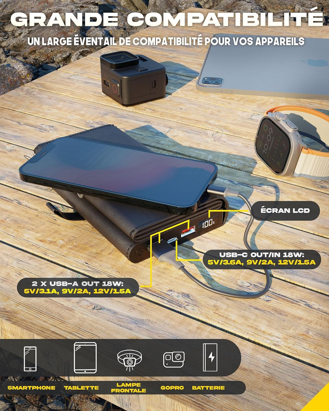 Solar 10'000 mAh Powerbank Electron mit 8W SunPower Solar Panel, Handy-Ladegerät im Handy-Format, id