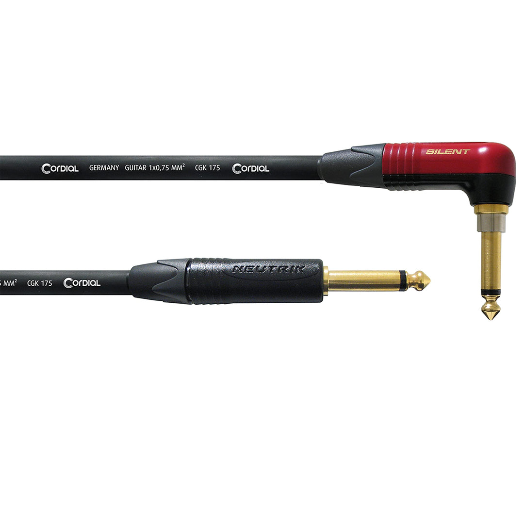 CORDIAL Kabel Gitarre jack recht/abgewinkelt silent 3 m Kabel INSTRUMENT Peak Silent