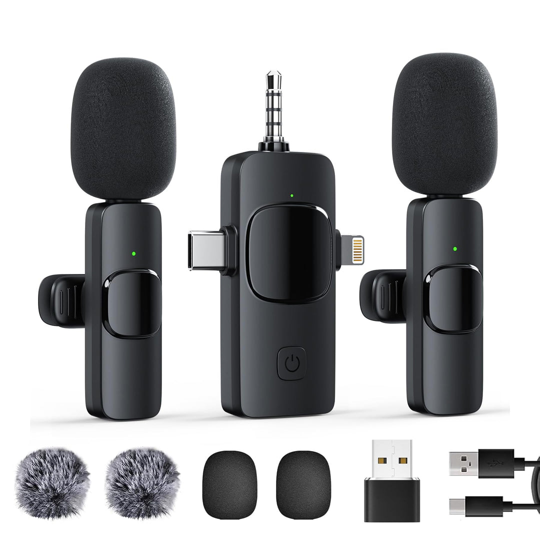 GKEAPZA Kabelloses Lavalier Mikrofon für Handy/iPhone/Computer, Wireless USB C Ansteckmikrofon für V