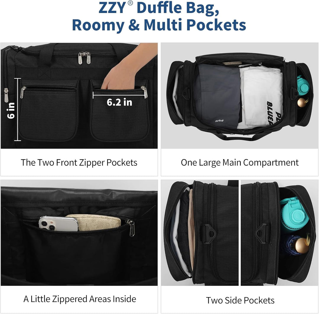ZZY Sporttasche 40L für Herren mit 2 Seitentaschen & Wasserabweisend - Leichte Reisetasche für Sport