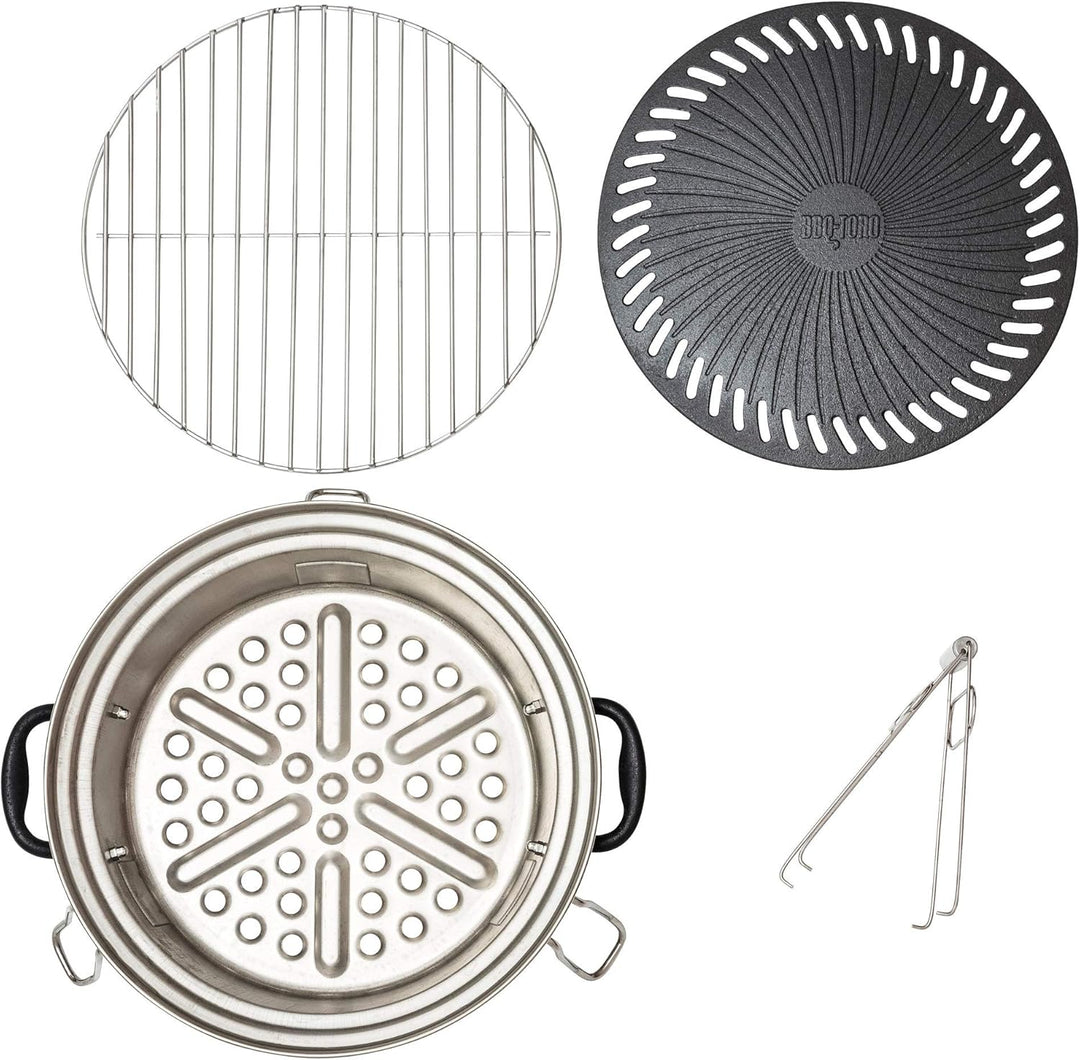 BBQ-Toro Grill Set für Raketenofen | Grillset mit Gusseisen Grillplatte, Grillrost, Tropfschale und