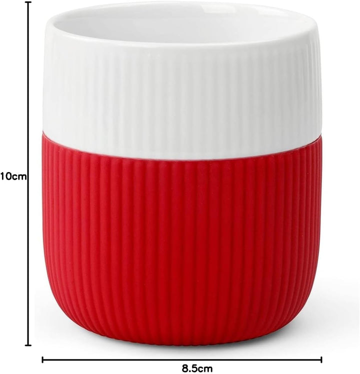 Royal Copenhagen Fluted Contrast Karibik Becher aus Porzellan in der Farbe Rot-Weiss 33cl, Masse: 8,