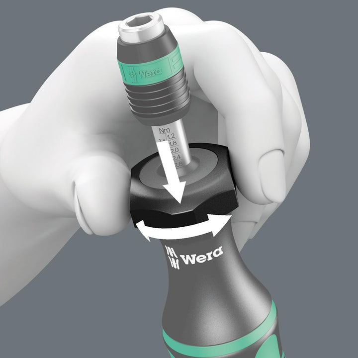 Wera 7441 Kraftform einstellbare Drehmomentschraubendreher mit Rapidaptor Schnellwechselfutter, 1/4