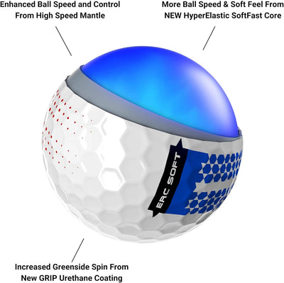 Callaway ERC Soft 360 Fade Technology, Golfbälle 2023 Weiss, Weiss